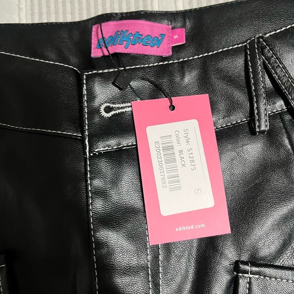 Edikted Black Faux Leather Trousers - Picture 3 of 4
